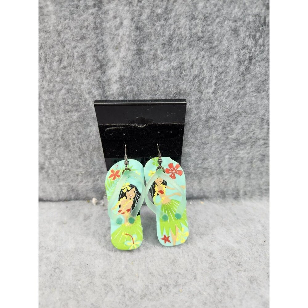 Flip Flop Hula Earrings With Tropical Design For Women